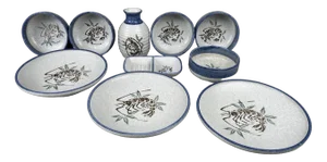 Japanese Dining Set, 1980s, Set of 10