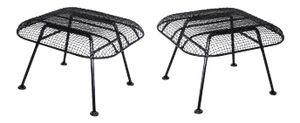 Woodard Wrought Iron with Steel Mesh Ottomans - a Pair