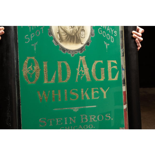 Early 20th Century Early 20th Century Pre-Prohibition Old Age Whiskey Rog Advertising Sign For Sale - Image 5 of 9