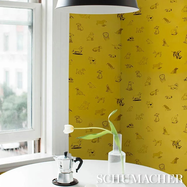 Paper SAMPLE - Schumacher x The New Yorker Good Dogs Everywhere Peel & Stick Wallpaper In Taxi-Cab Yellow For Sale - Image 7 of 7