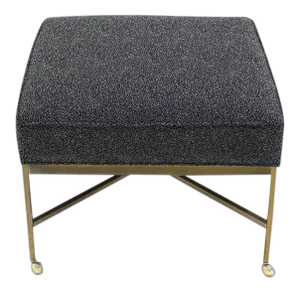 Vintage Mid Century Solid Brass X Base Ottoman