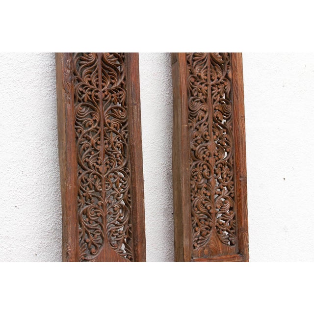 Farmhouse Pair of Tall Handcarved Antique Peacock Panels For Sale - Image 3 of 10