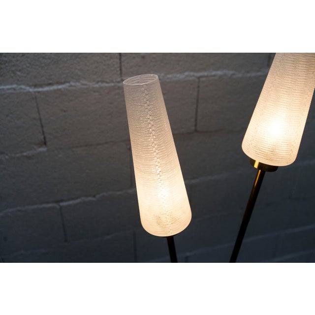 Arlus Floor Lamp with Tripod Base and Ribbed Glass Lamps, 1950 For Sale - Image 14 of 18