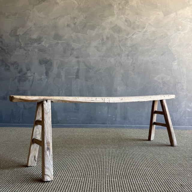 Mid-Century Modern Mid 20th Century Elm Wood Skinny Bench #C10 For Sale - Image 3 of 11