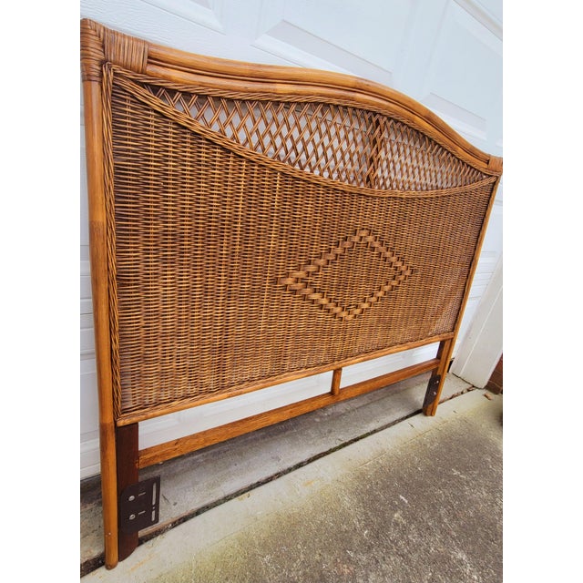 Mid 20th Century Natural Wicker Queen Henry Link Headboard Chairish