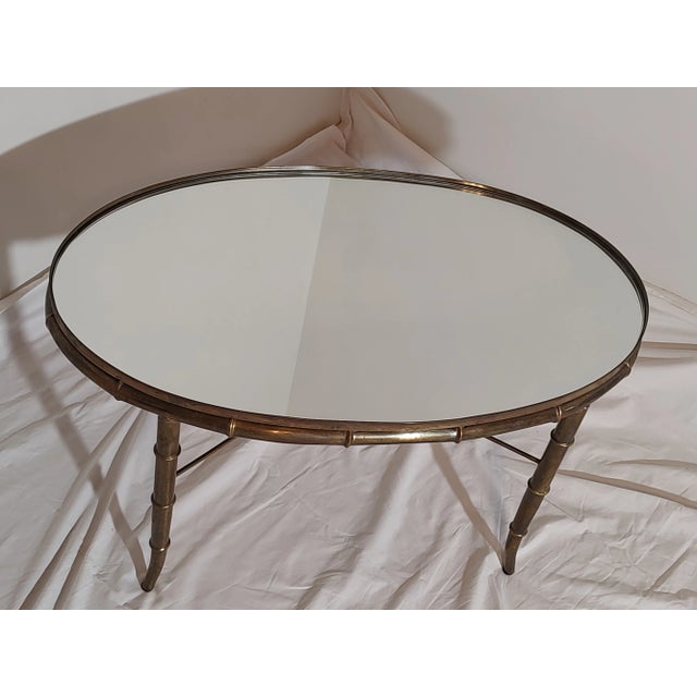 Brass 1970s Mastercraft Brass Table With Faux Bamboo Accents For Sale - Image 8 of 13
