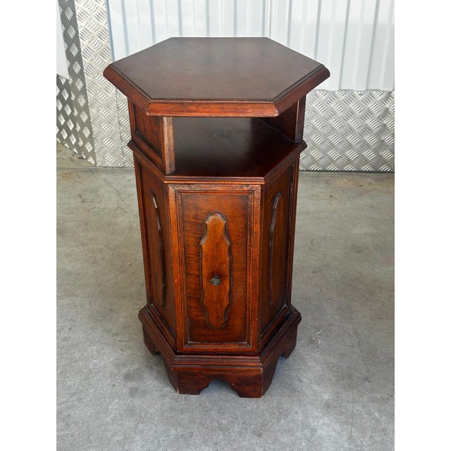 20th Century Hexagonal Side Table in Mahogany Wood, 1950s For Sale - Image 15 of 18