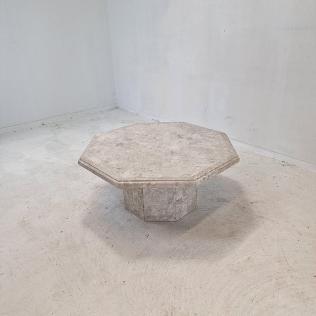 Mid-Century Modern Mactan Octagon Stone or Fossil Stone Coffee Table, 1980s For Sale - Image 3 of 16