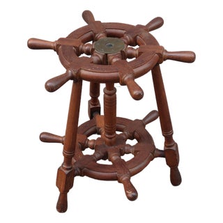 1950s French Marine Decor Side Table Made of Solid Wood For Sale