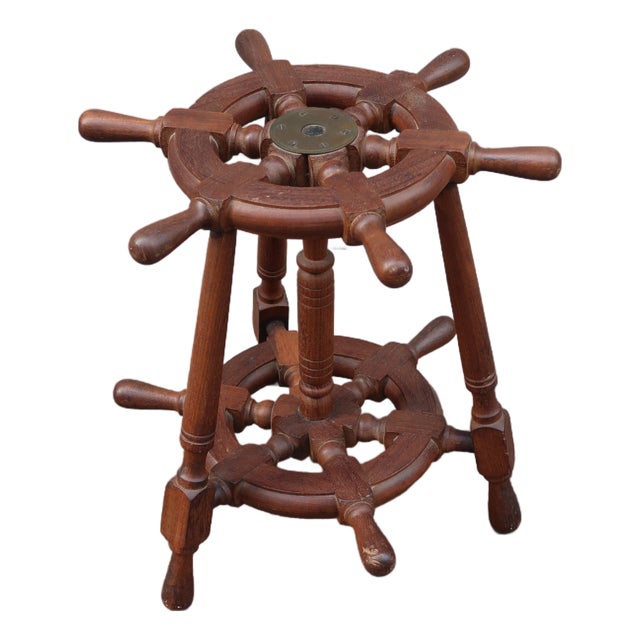 1950s French Marine Decor Side Table Made of Solid Wood For Sale