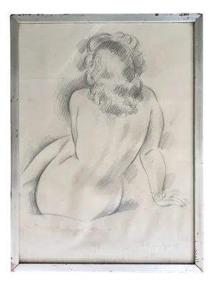 Emile-François Chambon, Femme nue de dos, 1944, Pencil on Paper, Framed