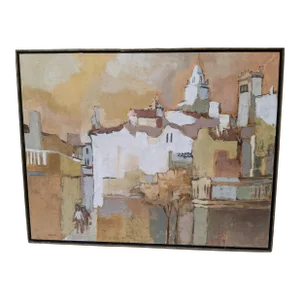 Vintage Oil on Canvas, Cityscape, by Mary Moller