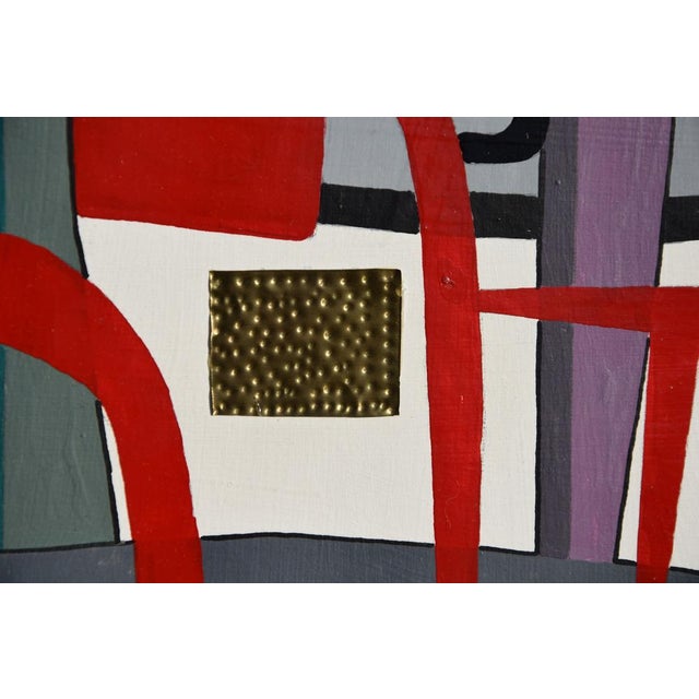 1970s Ernest August Kalnins, Japanese Composition, 1970s, Oil Painting on Board, Framed For Sale - Image 5 of 8