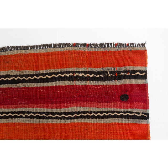 Orange Mid 20th Century Vibrant Red, Orange & Yellow Flatweave Kilim For Sale - Image 8 of 10