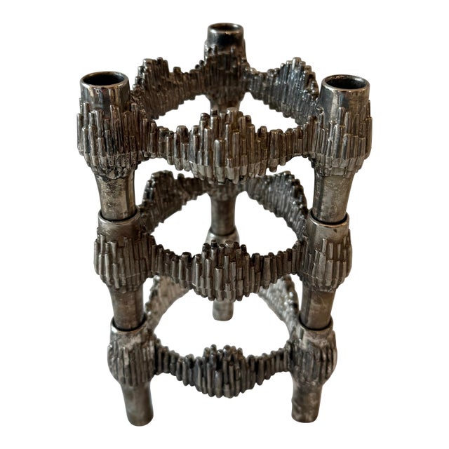 Set of 3 Vintage Brutalist Candleholders by Quist For Sale