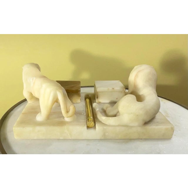 Italian Antique Italian Carved Marble Stone Inkwell For Sale - Image 3 of 12