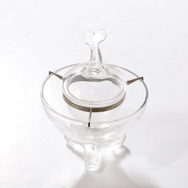 Mid-Century Modern Mid-Century Modernist 'Igor' Pattern Crystal Caviar Serving Bowl Signed Lalique For Sale - Image 3 of 12