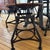 1940s Rare 8 Matching Original Toledo Stools With Custom Table Made From Vintage Work Table Top and Unique Iron Legs For Sale - Image 5 of 12