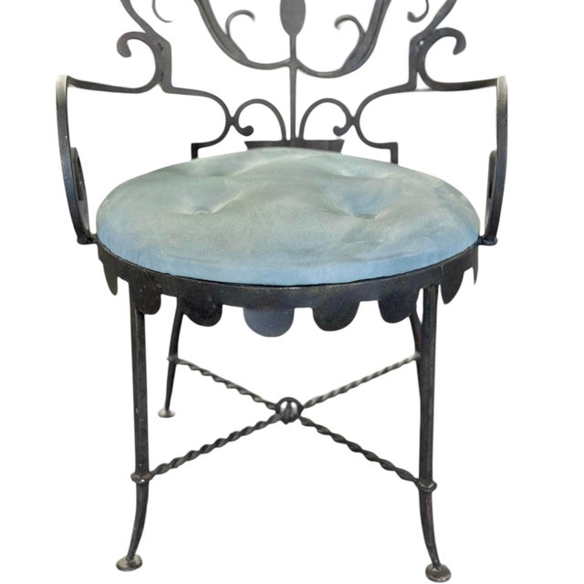 Mid-20th Century French Neoclassical Art Deco Wrought Iron Armchairs in the Manner of Gilbert Poillerat - Pair For Sale - Image 10 of 17
