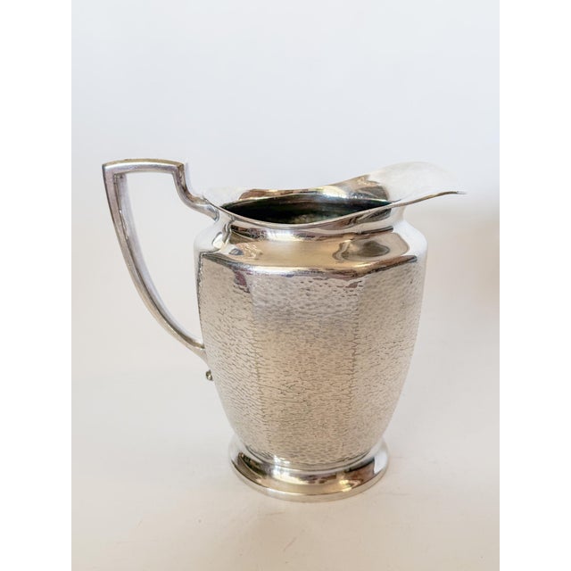 1930s 1930s Hammered Nickel Silver Pitcher, Homan Plate W.m. Mount Usa For Sale - Image 5 of 17