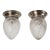 1950s Nickel-Plated Brass Acorn Flush Mounts – Hand-Cut Crystal Shades - a Pair For Sale