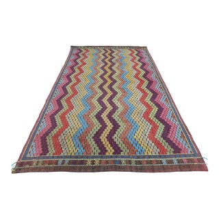 Vintage Turkish Embroidered Wool Rug-6’x9’10" For Sale
