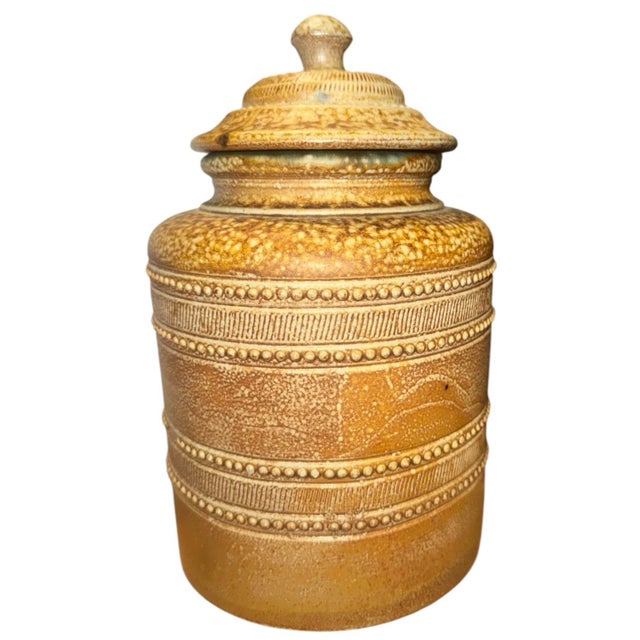 Mid 20th Century Portuguese Salt-Glazed Stoneware Lidded Canister by Campos Filhos For Sale - Image 11 of 12