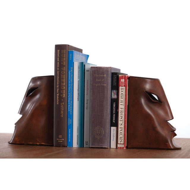 1980s Vintage Italian Leather Bookends For Sale - Image 5 of 5
