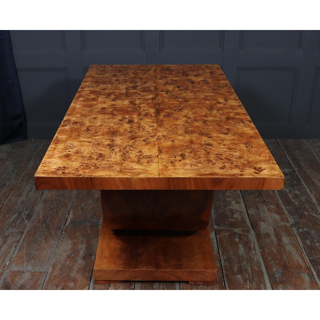 Art Deco French U-Base Dining Table in Burr Walnut, 1930s For Sale - Image 12 of 15