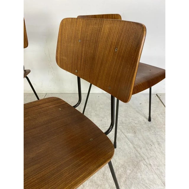 1960s Teak and Steel Dining Chairs by Tjerk Reijenga for Pilastro, 1950s, Set of 4 For Sale - Image 5 of 12