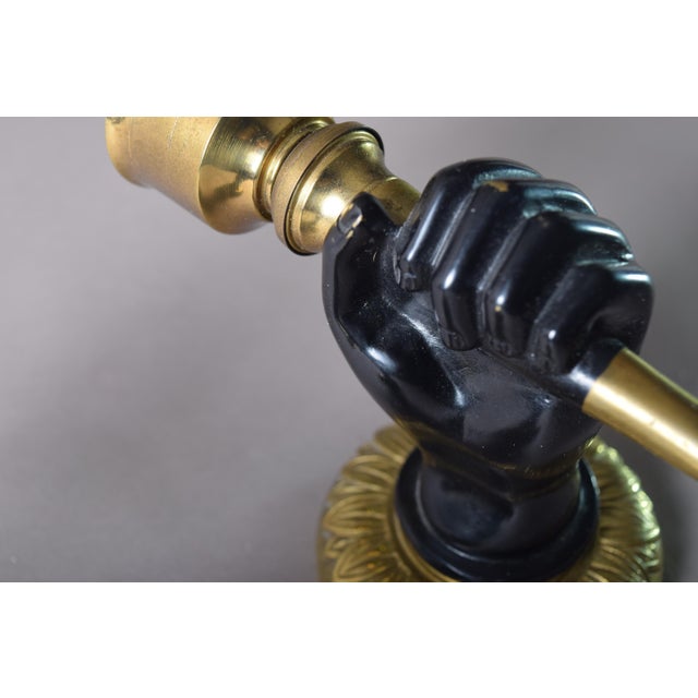 1930s Art Deco Brass Fist and Torch Wall Sconces, 1930s, Set of 2 For Sale - Image 5 of 7