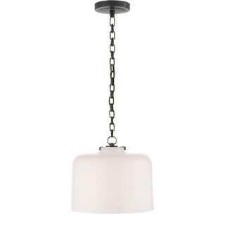 Thomas O'Brien for Visual Comfort Signature Katie Dome Pendant in Bronze with White Glass For Sale