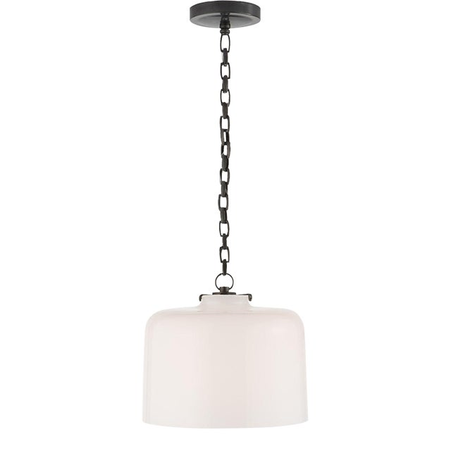 Thomas O'Brien for Visual Comfort Signature Katie Dome Pendant in Bronze with White Glass For Sale
