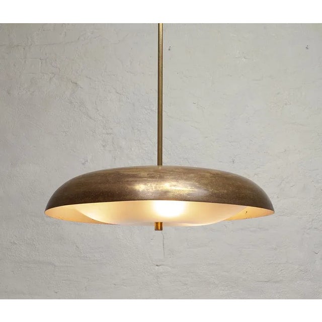 Large Pendant Lamp with Glass Shade, Italy, 1950s, in Good conditions. Designed 1950 to 1959 European Plug (up to...