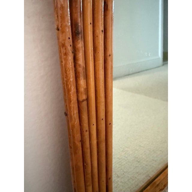 Wood Vintage Pencil Reed Wall Mirror For Sale - Image 7 of 7