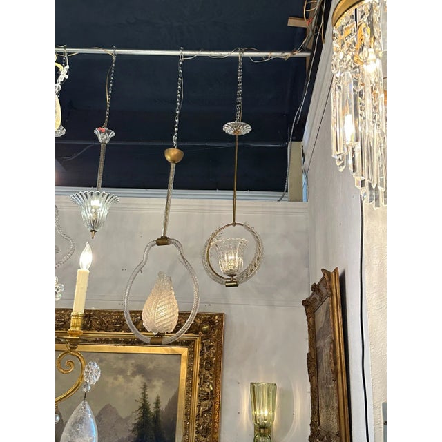 1960s Vintage Italian Murano Glass Leaf Pendant For Sale - Image 5 of 6