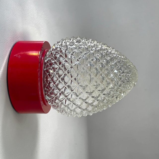 Mid-Century Modern Italian Red Glass Wall Sconces, 1960s, Set of 3 For Sale - Image 4 of 10