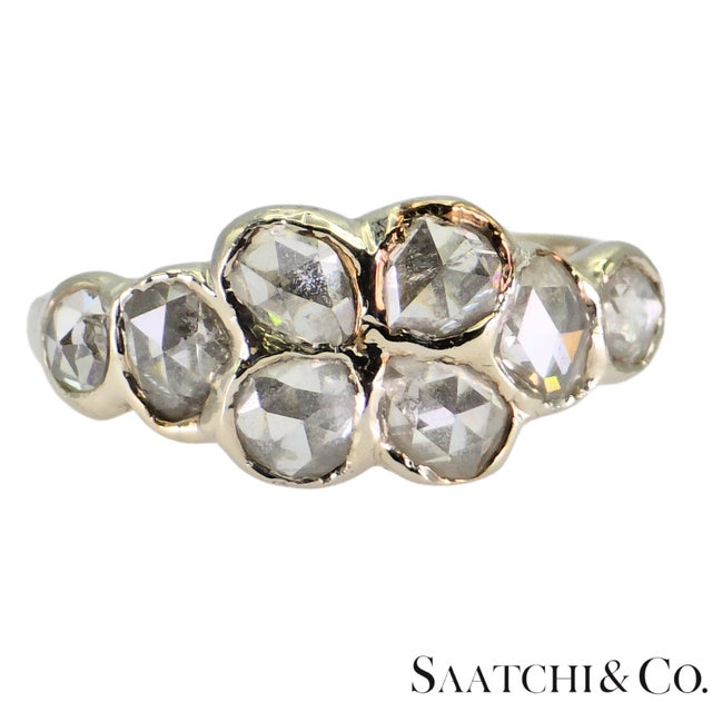 1910s 14k (585) White Gold Natural Rose Cut 1.4 Ct White Diamond, Size 5.5 For Sale - Image 14 of 18