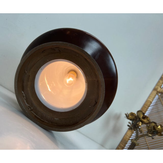 1920s Art Deco Glass Table Lamp in Geometric Pattern with 2 Light Points, 1920s For Sale - Image 5 of 10