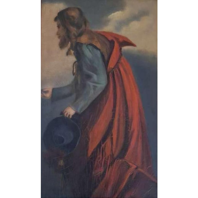 **Title:** Flemish School, 17th Century – Pilgrim or Beggar with Red Cloak **:** An exceptional antique oil painting on...