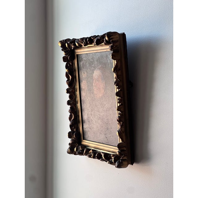 Wood Antique Genre Painting in Ornate Gilt Wood Frame For Sale - Image 7 of 12