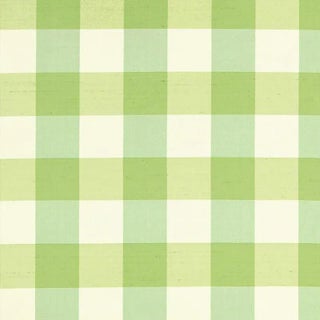 Sample - Schumacher Montgomery Silk Plaid Fabric in Parrot For Sale