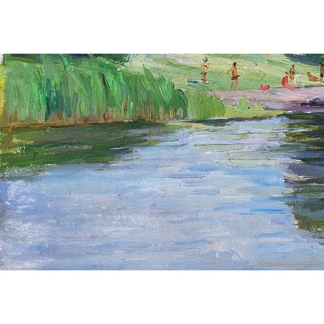 1970s 1970s Impressionism River Landscape Painting, Original Ukrainian Art 50-73,5 For Sale - Image 5 of 6
