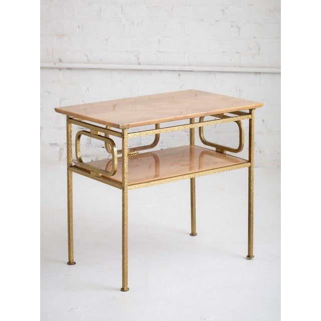 Luciano Frigerio Hammered Brass & Marble End Tables / Nightstands Attributed to Luciano Frigerio, a Pair For Sale - Image 4 of 14