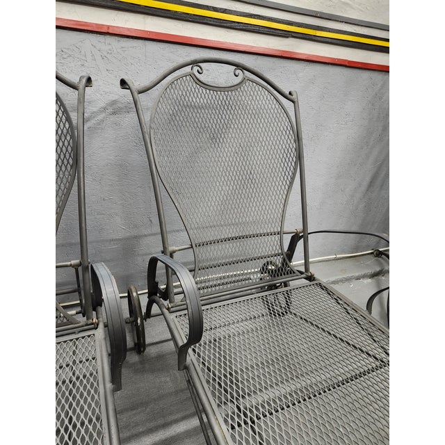 Vintage Woodard Wrought Iron Chaise Lounge Chairs Set of 3 Chairish