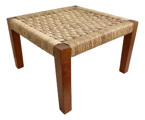 1950s Danish Style Woven Foot Stool or Accent Table