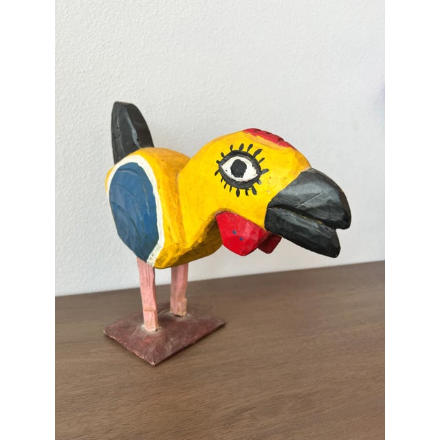 Vintage Guatemalan Hand Carved Bird Folk Art Sculpture For Sale - Image 4 of 10