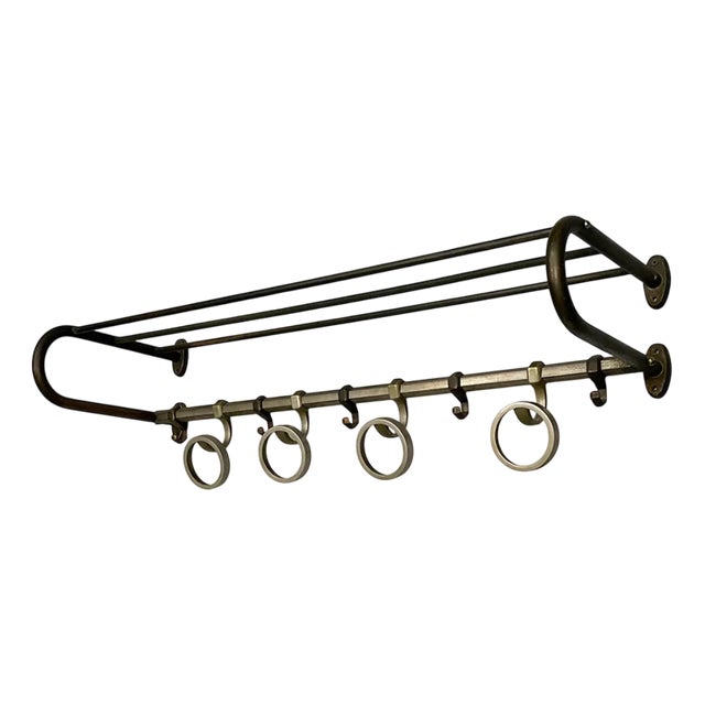 Italian Art Deco Metal Wall Coat Rack, 1930s For Sale