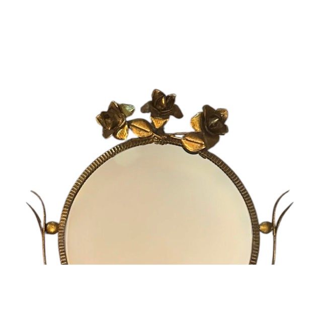 Vintage Italian Gilt Tole Toleware Gold Metal Wall Mirror, Circa 1970 For Sale - Image 4 of 6