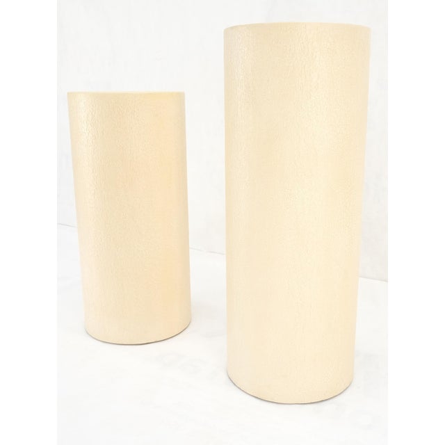 Paint Pair Round Textured 30" & 36" Tall 14" Dia Cylinder Shape Pedestals Stands MINT! For Sale - Image 7 of 10